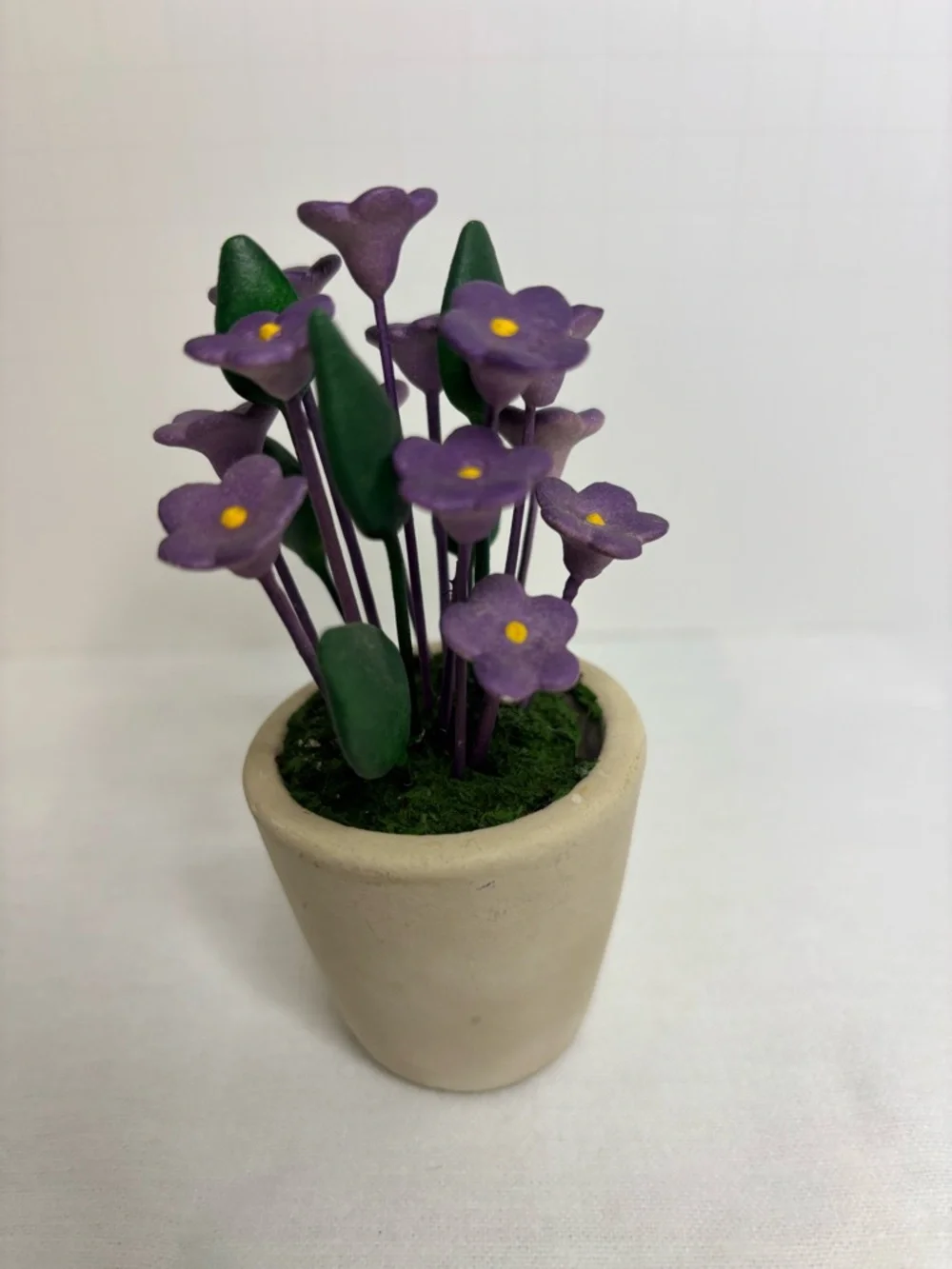 Miniature Purple Calla Lily Flowers in Pot. Signed CIO Tals